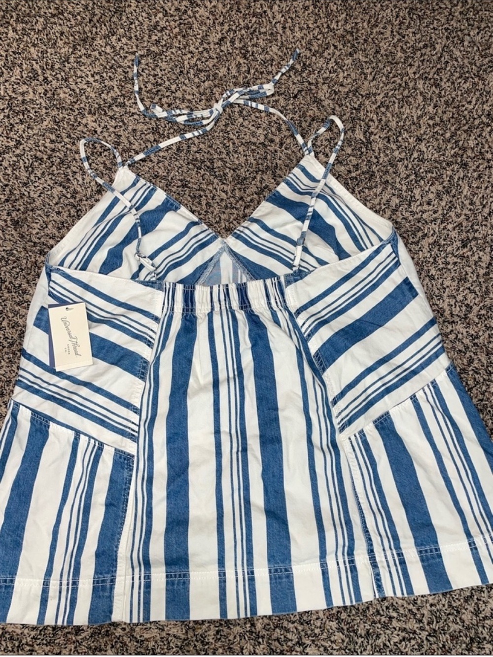 Universal Thread Bohemian Soft Denim Striped Blue & White Halter Tank Top NWT - Picture 5 of 6